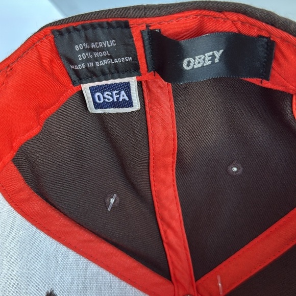 NWT Obey Brown and Orange Posse Snapback Hat Cap Wool Blend - Picture 9 of 9